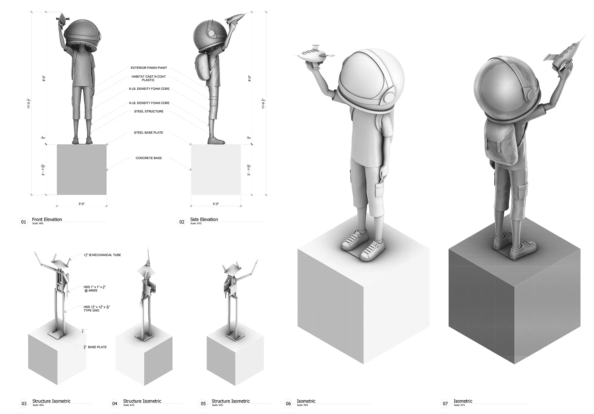 Aku Statue drawings