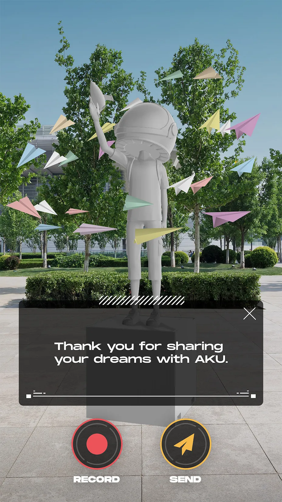Aku Dreams paper planes AR interface