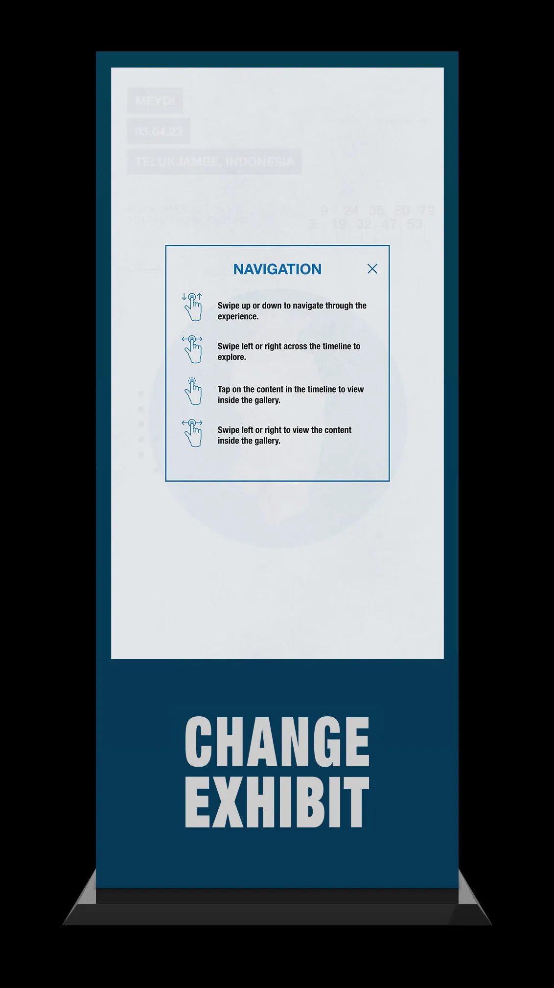 Change Exhibit kiosk mockup