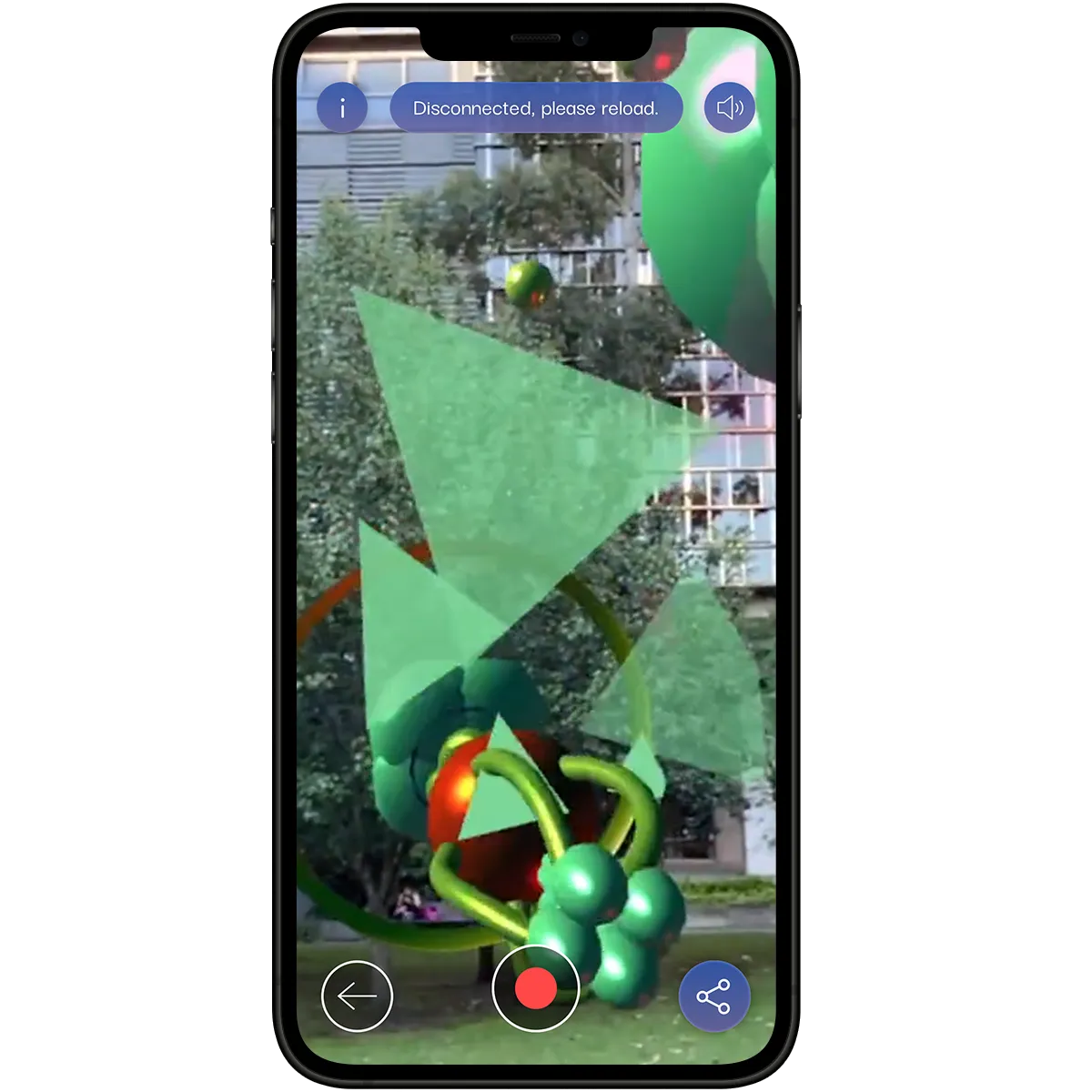 Artificial Ecology - phone screenshot of AR experience