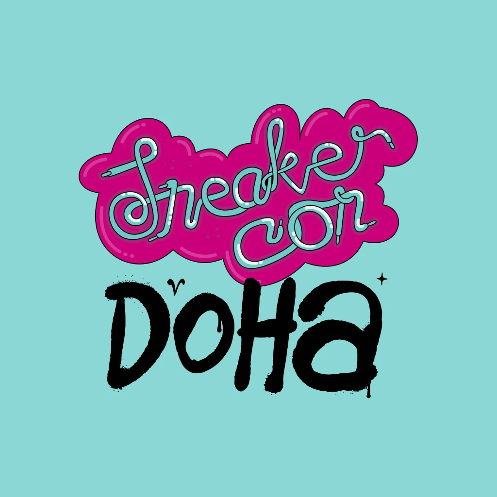 Sneaker Con Doha logo mark on a mint background