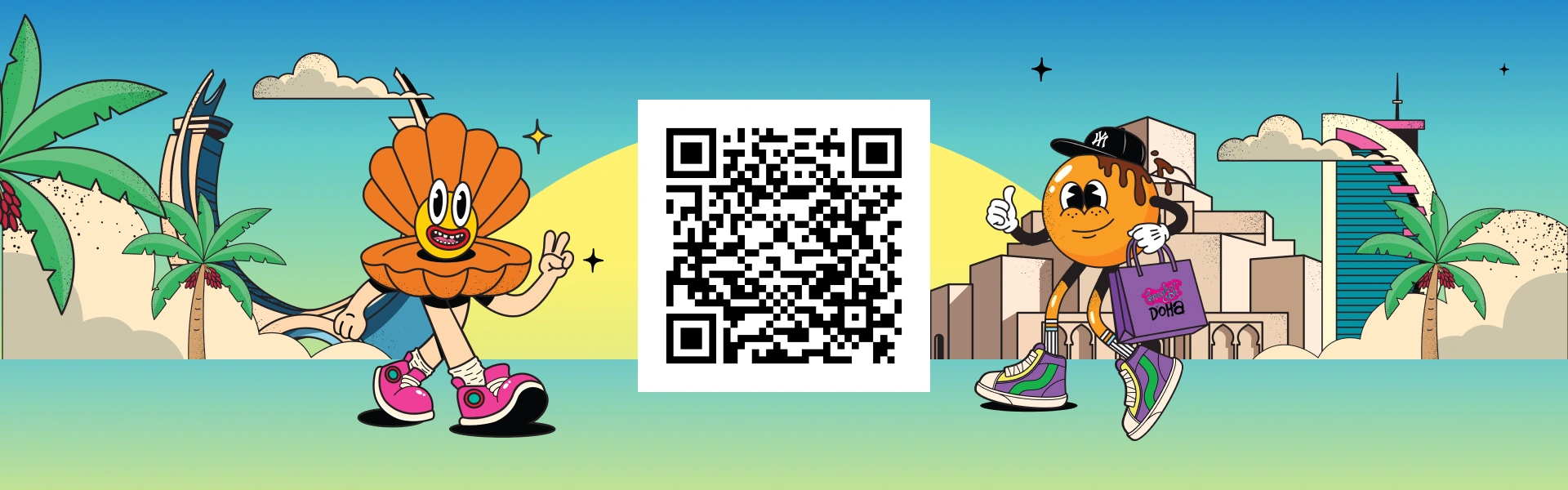 Sneaker Con Doha WebAR launch banner with QR code