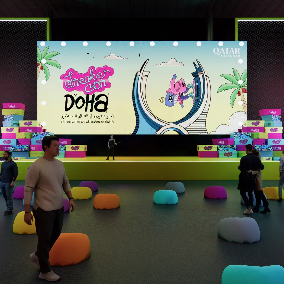 Sneaker Con Doha main stage with LED billboard